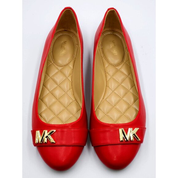 NWOB Michael Kors Women's Crimson  Jilly Gold MK Accent Ballet Flats Size 9 2303 - Picture 9 of 16